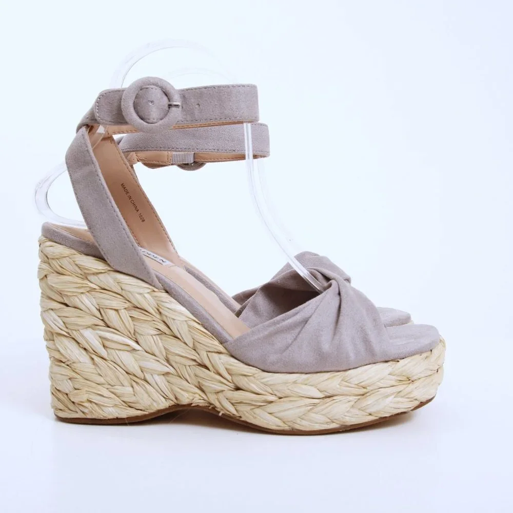 Steve Madden Poloma Textile Wedge Sandals Gray Women‎ Size 7.5